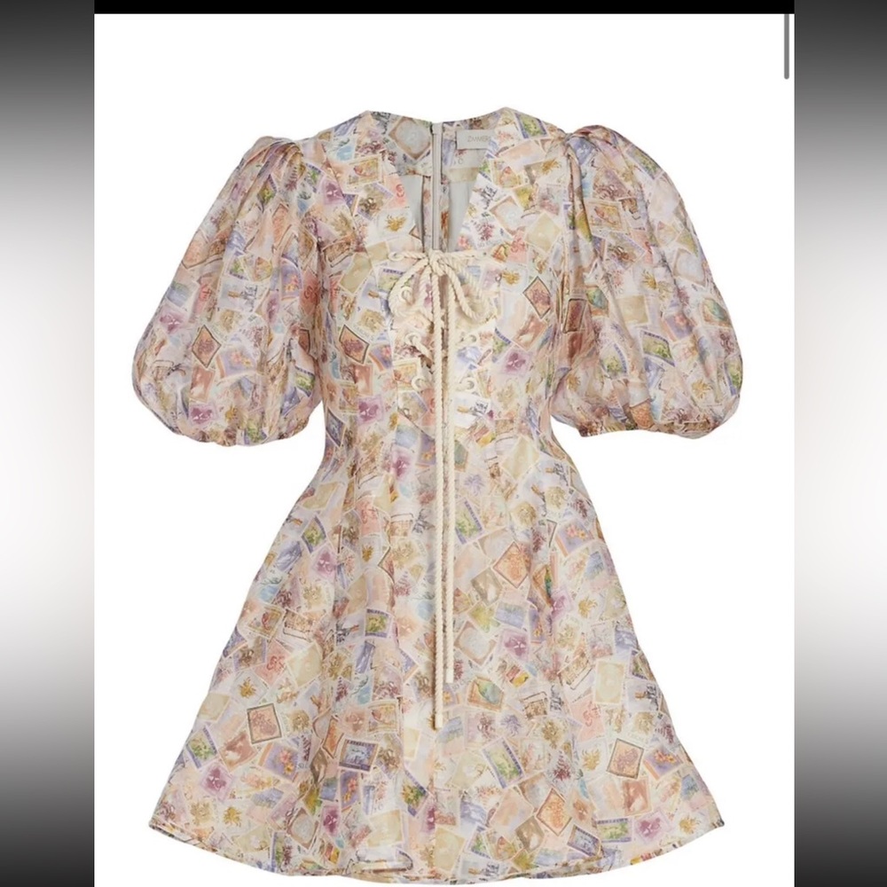 Zimmermann high tide lace up mini dress